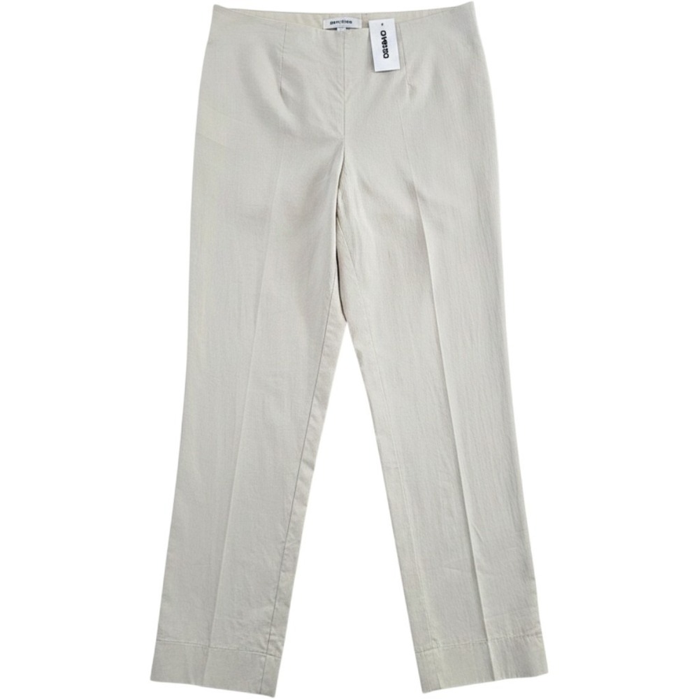 ROSSO35 Genova Trousers Women 4 Khaki‎ Beige Straight Leg Flat Front Italy NWT